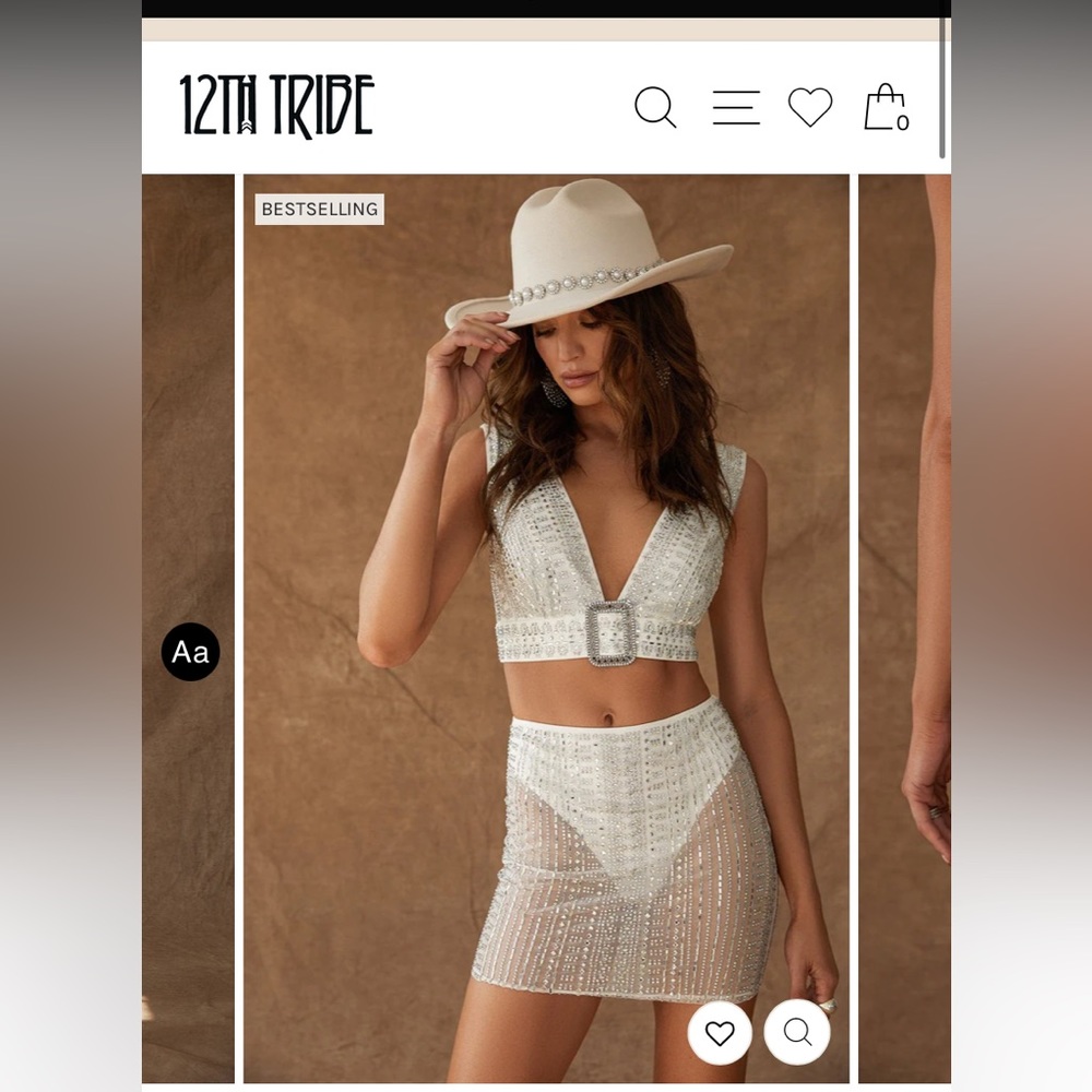 12th tribe violet white rhinestone mesh mini skirt